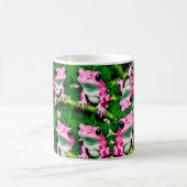 Rosa Frosch auf grünem Leaf-Muster Kaffeetasse (Mittel)