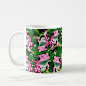 Rosa Frosch auf grünem Leaf-Muster Kaffeetasse (Links)