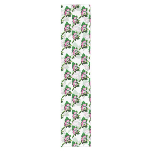 Rosa Frosch auf grünem Leaf-Muster Kurzer Tischläufer (Vorderseite)