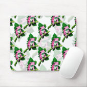 Rosa Frosch auf grünem Leaf-Muster Mousepad (Mit Mouse)