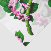 Rosa Frosch auf grünem Leaf-Muster Seidenpapier (Ausschnitt)