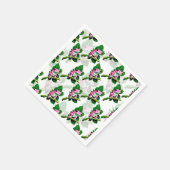 Rosa Frosch auf grünem Leaf-Muster Serviette (Ecke)