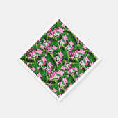 Rosa Frosch auf grünem Leaf-Muster Serviette (Ecke)