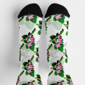 Rosa Frosch auf grünem Leaf-Muster Socken (Oben)