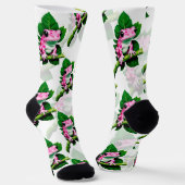 Rosa Frosch auf grünem Leaf-Muster Socken (Gewinkelt)