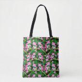 Rosa Frosch auf grünem Leaf-Muster Tasche (Vorderseite)