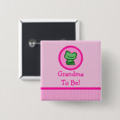 Rosa Frosch "Großmutter, zum Babyparty-Knopf zu Button (Vorne & Hinten)