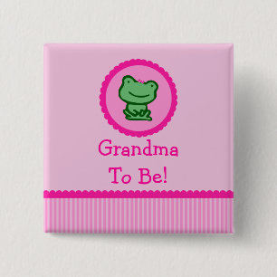 Rosa Frosch "Großmutter, zum Babyparty-Knopf zu Button