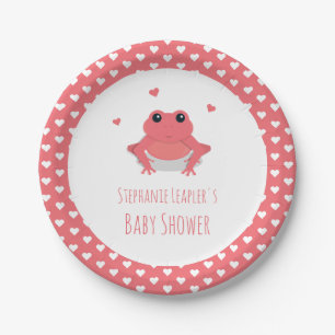 Rosa Frosch Herz Name Babydusche Pappteller