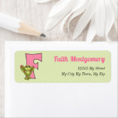 Rosa Frosch Monogram Letter F Kids Adresse (Insitu)