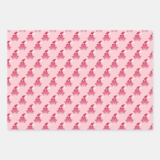 Rosa Frosch Weihnachtsmannmütze Cartoon Neueste We Geschenkpapier Set (Vorderseite 3)