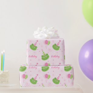 Rosa Froschmädchen Geburtstag Geschenkpapier