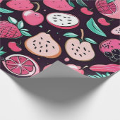 Rosa Früchte, schwarze Dekoration Geschenkpapier (Ecke)