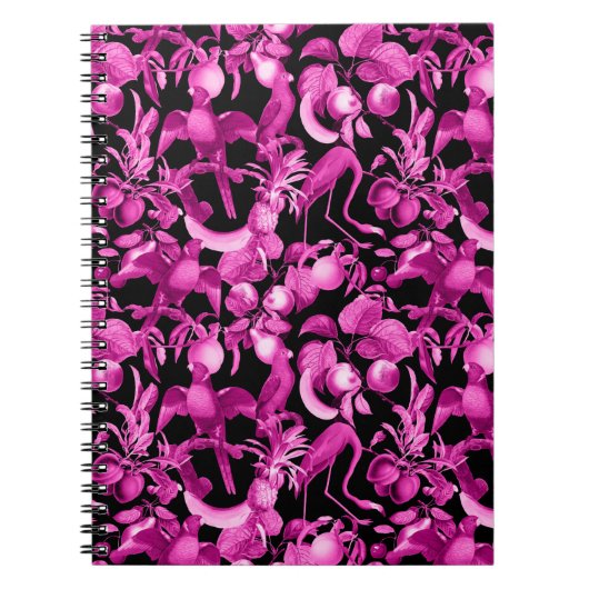 Rosa Früchte und Flamingos Muster Notizblock (Vorderseite)