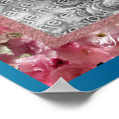 Rosa Frühjahrsblüte Blume Design Rahmen Foto Poster (Ecke)