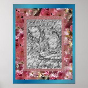 Rosa Frühjahrsblüte Blume Design Rahmen Foto Poster