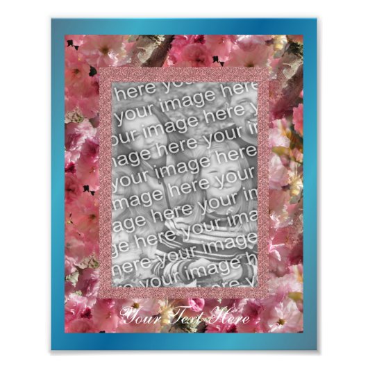 Rosa Frühjahrsblüten Blume Rahmen Vorlage Fotodruck (Vorne)