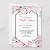 Rosa Frühjahrsblüten Hexagon-Rahmen-Brautparty Einladung (Vorderseite)