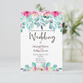 Rosa Frühling Aquarellfarben Blumen Einladung (Stehend Vorderseite)