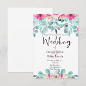 Rosa Frühling Aquarellfarben Blumen Einladung (Vorne/Hinten)