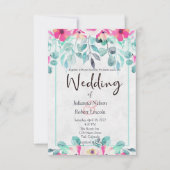 Rosa Frühling Aquarellfarben Blumen Einladung (Vorderseite)