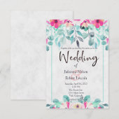 Rosa Frühling Aquarellfarben Blumen Einladung (Vorne/Hinten)