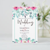 Rosa Frühling Aquarellfarben Blumen Einladung (Stehend Vorderseite)