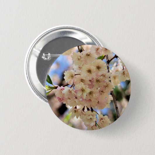 Rosa Frühling blüht Blumen-Knopf Button (Vorne & Hinten)