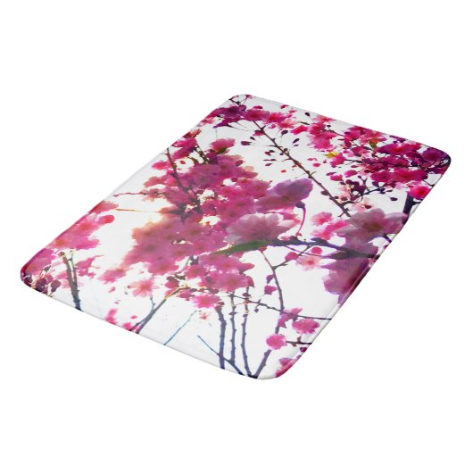 Rosa Frühling | Blütenbaum Badematte (Schrägansicht)
