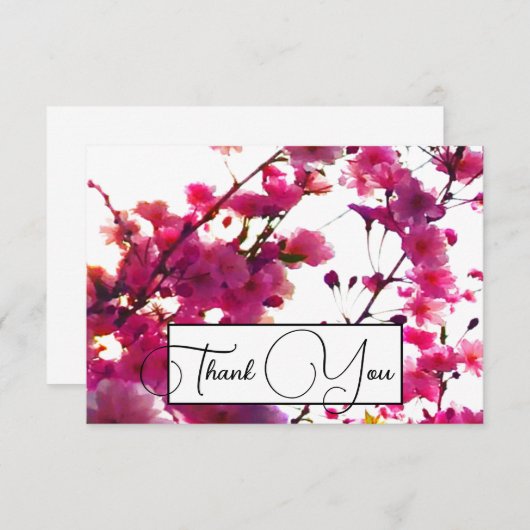 Rosa Frühling | Blütenbaum Dankeskarte (Vorne/Hinten)