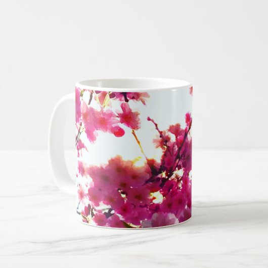 Rosa Frühling | Blütenbaum Kaffeetasse (Vorderseite Links)