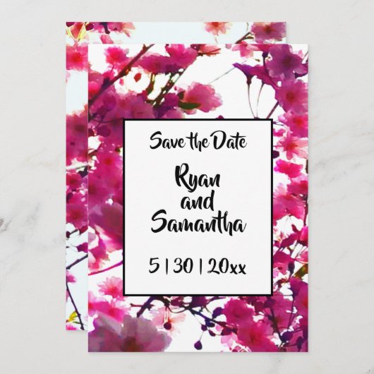 Rosa Frühling | Blütenbaum Save The Date (Vorne/Hinten)