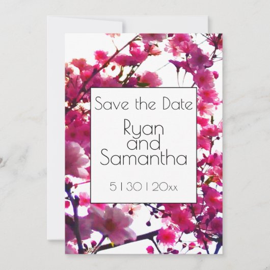 Rosa Frühling | Blütenbaum Save The Date (Vorderseite)