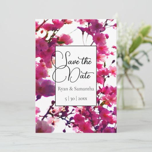 Rosa Frühling | Blütenbaum Save The Date (Stehend Vorderseite)