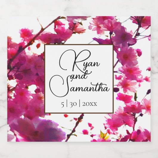 Rosa Frühling | Blütenbaum Schaumweinetikett (Einzelnes Label)