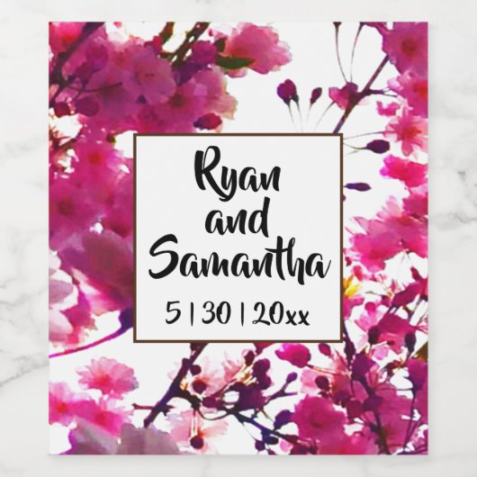 Rosa Frühling | Blütenbaum Weinetikett (Einzelnes Label)