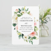 Rosa Frühling Florals Hochzeitseinladung Einladung (Stehend Vorderseite)