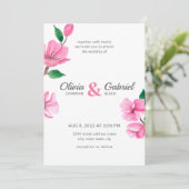 Rosa Frühling Garten Delikate Kirschblüte Hochzeit Einladung (Stehend Vorderseite)