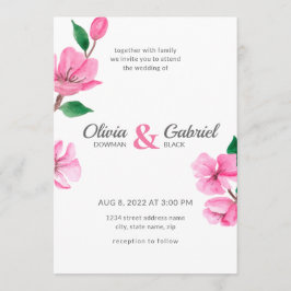 Rosa Frühling Garten Delikate Kirschblüte Hochzeit Einladung