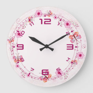 Rosa Frühling Große Wanduhr