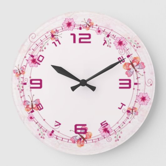Rosa Frühling Große Wanduhr (Vorderseite)