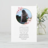 Rosa Frühling Kirsche Blossom Feier des Lebens Einladung (Stehend Vorderseite)