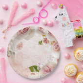 Rosa Frühlings Blume Rose Pastell Collage Pappteller (Party)
