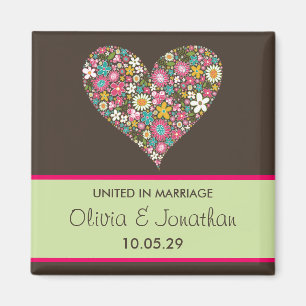 Rosa Frühlings-Blumen-Herz-Save the Date Magnet