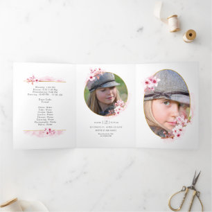 Rosa Frühlings-Kirschblüten-Quinceañera-Tri-Fold-E Dreifach Gefaltete Einladung