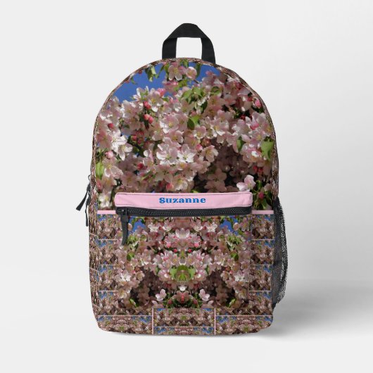 Rosa Frühlingsapfel blüht Personalisiert Bedruckter Rucksack (Vorderseite)