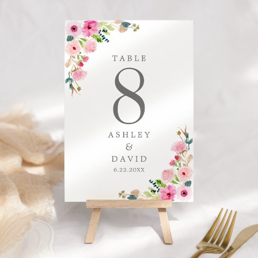 Rosa Frühlingsbläserne Hochzeit Tischnummer