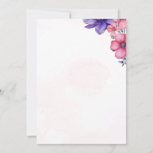 Rosa Frühlingsbllossom Liebe ist in Bloom Brautpar Einladung (Rückseite)