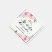 Rosa Frühlingsblumen-Aquarell-Geburtstag Serviette (Ecke)
