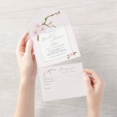 Rosa Frühlingsblumen Brautparty mit Rezept All In One Einladung (Abreißen)